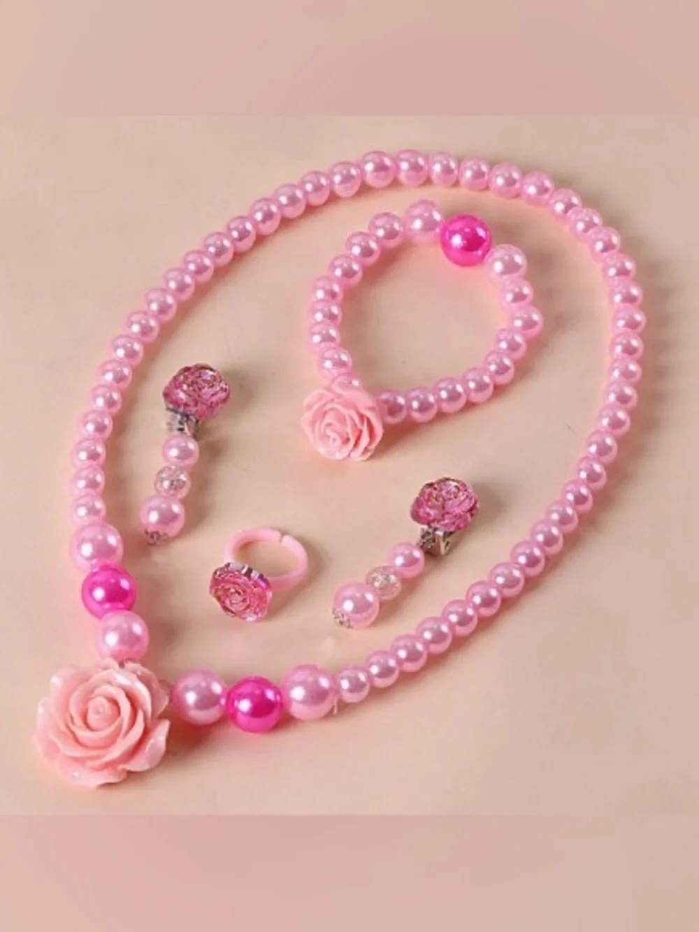 Pink Rose Pearl Jewelry Set - Kids Jewelry